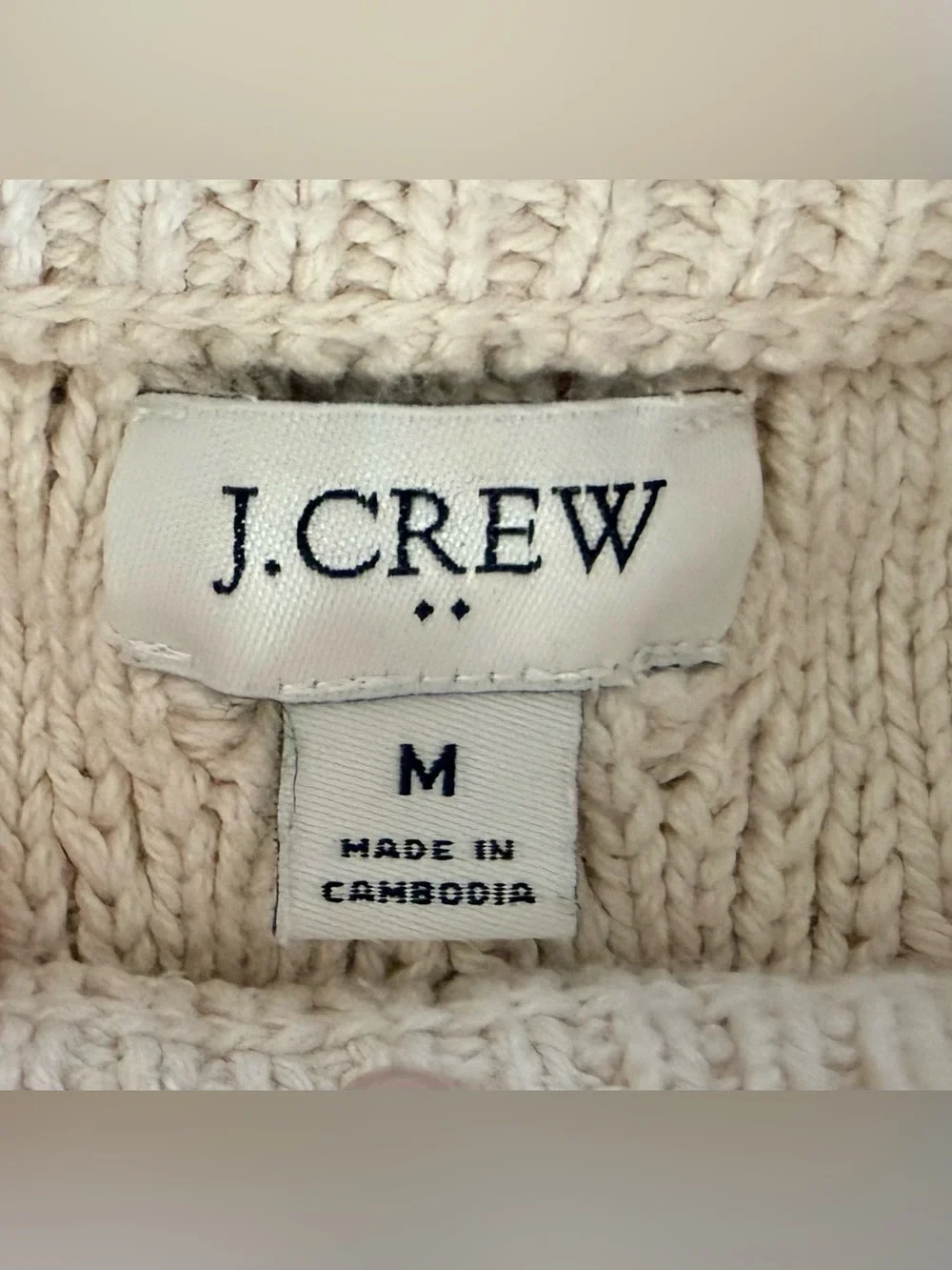 J. Crew Cream Cable Crewneck Sweater